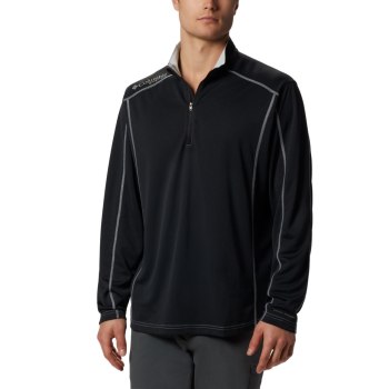 Columbia PFG Low Drag 1/4 Zip Top, Sudaderas Negros Para Hombre | 567210-HZK